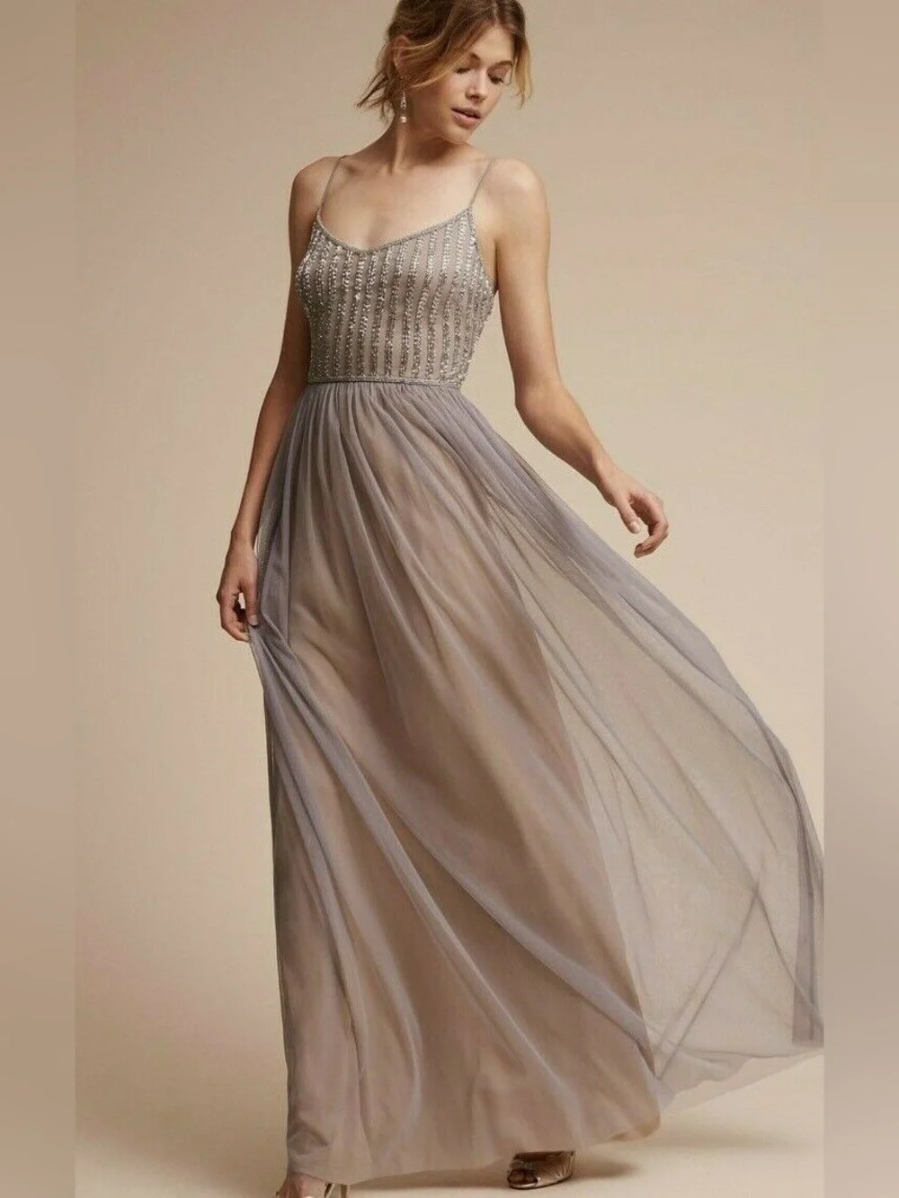 5 FOR $25 | Adrianna Papell Formal Beaded Maxi Dress Gown 4